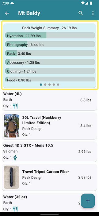 Pack Summary Cards