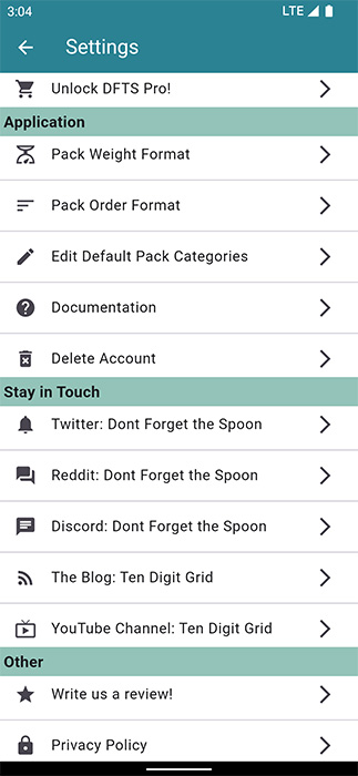 App Settings
